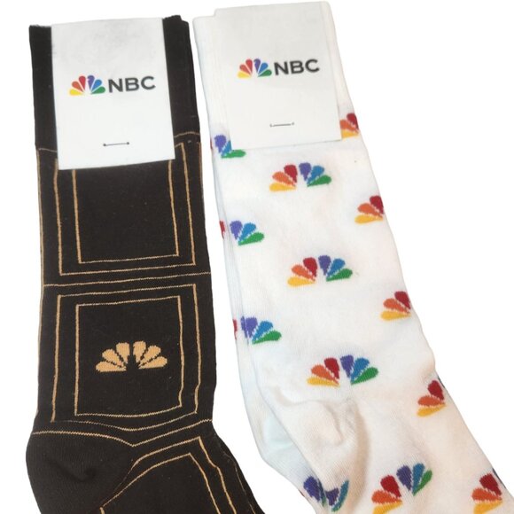 2 New in Pkg. NBC Network Logo Socks One Size Fits Most Men 7-12 Women 6-11 - Picture 3 of 7